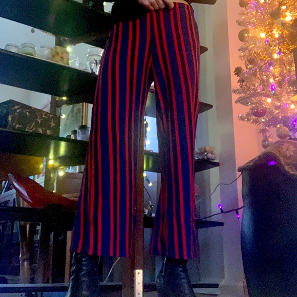 silence + noise Pants - Silence and Noise Red and Blue stretch Ankle Pant